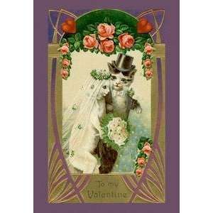    Vintage Art Kitty Bride And Groom   10511 9