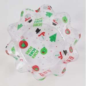    Christmas Print Fluted Plastic Bowls   8 Inch