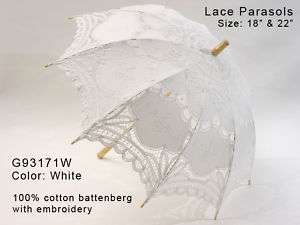 NEW WHITE Victorian Civil War Old West Parasol umbrella  