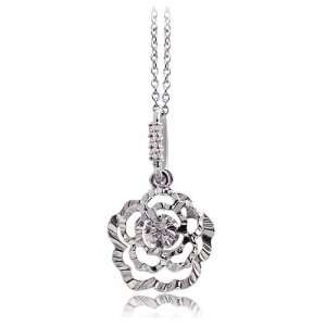   Rose Pendant with Silver Korean Crystal (4630) Glamorousky Jewelry