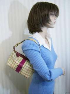 COACH Tattersall Small Multicolor Pouch Bag Handbag Purse  