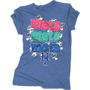   Mets Royal Blue Girls Tri Blend Crewneck T Shirt