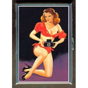 VINTAGE PIN UP WITH CAMERA ID Holder, Cigarette Case or Wallet MADE 