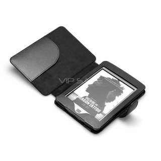 KINDLE TOUCH BLACK PREMIUM LEATHER COVER CASE WITH LED READING LIGHT 