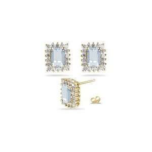  1.08 Ct Diamond & 8.74 Ct Sky Blue Topaz Earrings in 14K 
