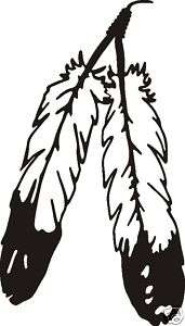 Large PAIR OF EAGLE FEATHERS INDIAN DECAL CAR WINDOW OR WALL STICKER 