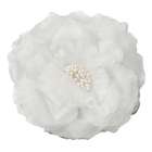 e4Hats Organza Silk Sheer Flower with Pin and Clip   White