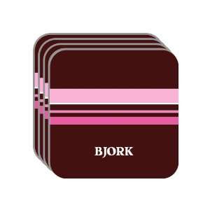 Personal Name Gift   BJORK Set of 4 Mini Mousepad Coasters (pink 