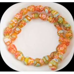  12mm Orange Teardrop Millefiori Glass Beads 16 