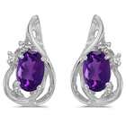 Birthstone Company 14k White Gold Oval Amethyst And Diamond Teardrop 