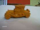 1913. CADILLAC. FORD, RUBBER CAR. ORANGE. 2.5 TALL. TOYS. FIGURES.