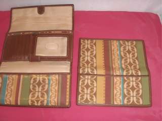 Authentic Fossil Brown Tan Green Blue Burgundy & Leather Wallet  