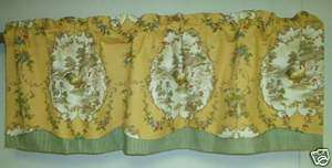 French Decor Valance Country Fair Toile Rooster; Gold  