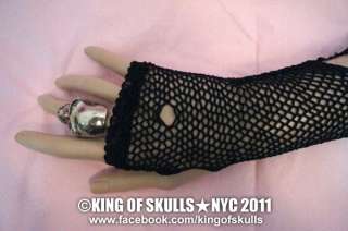 opera/full length fingerless gloves black fishnet w/holes arm warmer 