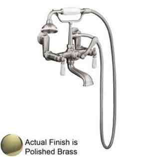   Tub Wall Mounted Faucet with Elephant Spout and Handshower in Polished