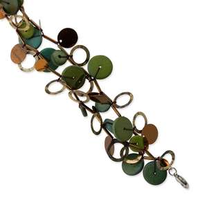 silver tone green hamba wood bead sequined 3in dangle earrings