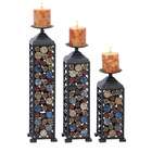  Color Fusion Metal Pillar Candle Holders (Set of 3)