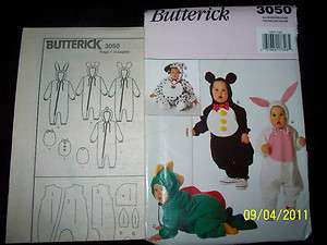 Halloween Pattern Infant Costume Penguin, Bunny Dog etc Butterick 