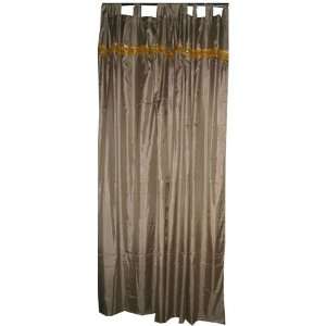  2 Gray Art Silk Sari Curtains Drapes Window Panels Tap Top 