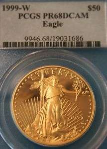 1999 W $50.00 Gold Eagle Proof PCGS PR68 Deep Cameo  