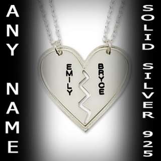BREAKABLE HEART CUSTOM ANY NAME NECKLACE BEST COUPLE PENDANT STERLING 