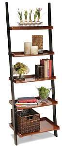 French Country Leaning Ladder Bookcase Wall Book Shelf  
