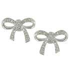Amour 10k White Gold Diamond Bow Earrings