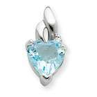 JewelryWeb Sterling Silver Light Blue Gemstone Heart Pendant