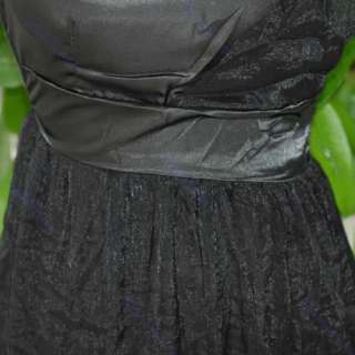 Women One shoulder Tulle Evening Gowns Long Dress Black  