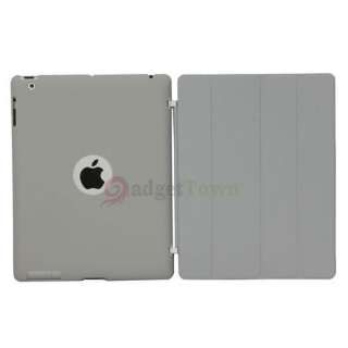   Magnetic Leather Smart Cover + Hard Back Case for iPad 2 Grey  
