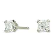   Square Cubic Zirconia Stud Earrings in 14k Yellow Gold 