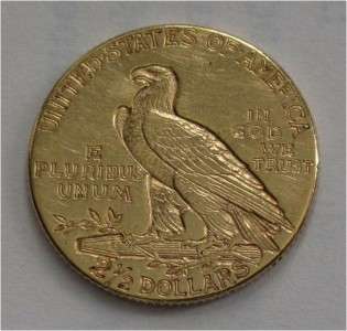 USA $2 1.2 DOLLARS GOLD COIN, 1/4 EAGLE, INDIAN AU 1925  