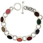 Sabrina Silver Sterling Silver Multi Color Stone Oval Link 7.5 in 