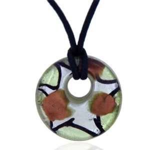 Murano Glass Sterling Silver Oliver And Foil Donut Necklace Pendant