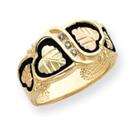   10k Tri color Black Hills Gold Ladies Antiqued Diamond Band ring