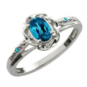   Oval London Blue Topaz Swiss Blue Topaz 10K White Gold Ring Jewelry