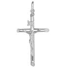 Allurez Beveled Crucifix Cross Pendant Necklace in 14k White Gold