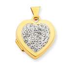 JewelryWeb 14k Pave Crystal 15mm Heart Locket   Measures 15.6x20.3mm