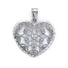JewelryWeb 14k White Diamond Filigree Heart Pendant