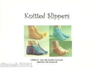 Vintage Slippers Knitting Pattern. Kids & Adults Sizes  