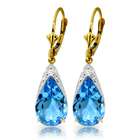 Galaxy Gold Products Inc. 14k White Gold Blue Topaz Leverback Earrings