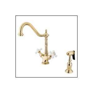   KS1232PXBS Deck Mount Kitchen Faucet W/Brass Sprayer Polished Brass