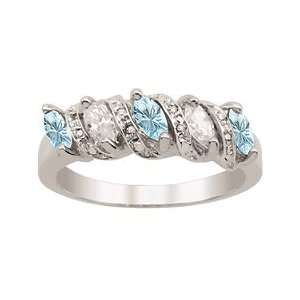 Blue Topaz S Curve Diamond and Birthstone Ring Jewelry