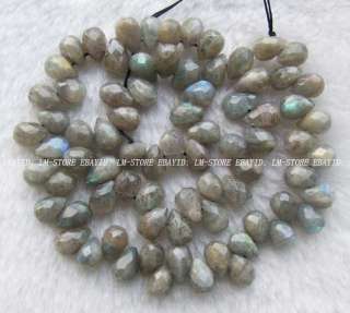 7x10mm Natural Labradorite Faceted Drop Beads 15.5  