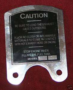 Maytag Engine Model 92 Caution Plate New Repro  