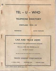   SOUTH PORTLAND & WESTBROOK MAINE TEL U WHO TELEPHONE DIRECTORY  