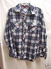 Vintage Dickies Mens Red White & Blue Plaid Flannel Button Down Shirt 
