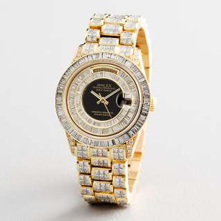 Mens Rolex 18K Yellow Gold Day Date President 40 CT DIAMOND Watch 