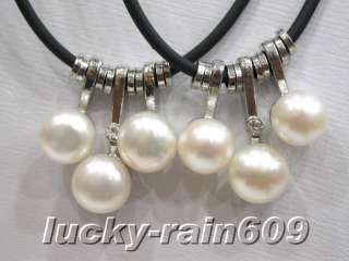 10 pieces 8mm white freshwater pearls leather necklaces  