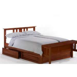   Bed w/ Cherry Finish + 4 Drawer Set & Footboard Bench